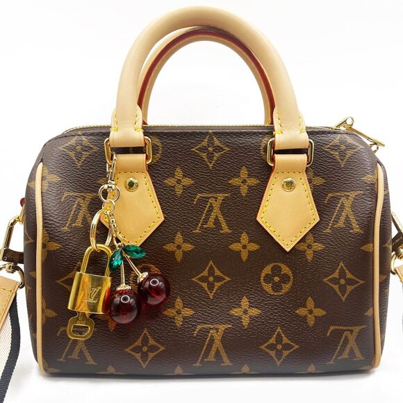 Authentic Louis Vuitton Lock Key with Bag Cherry Charm Keychain Key Charm Chain - Picture 3 of 5